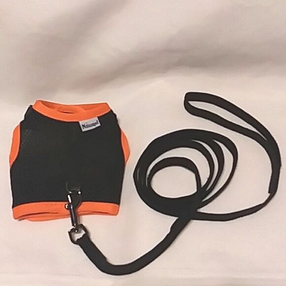 Niteangel Rabbit Harness Adjustable Soft with Elastic Leash Black Orange size S - Picture 7 of 14